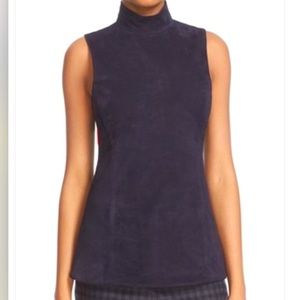 Theory Eulia Tilde Deep Navy Lamb Suede Top